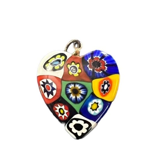 Boho Heart Charm with Necklace Circle 1" Cute Floral Hippie Jewelry - Picture 5 of 8